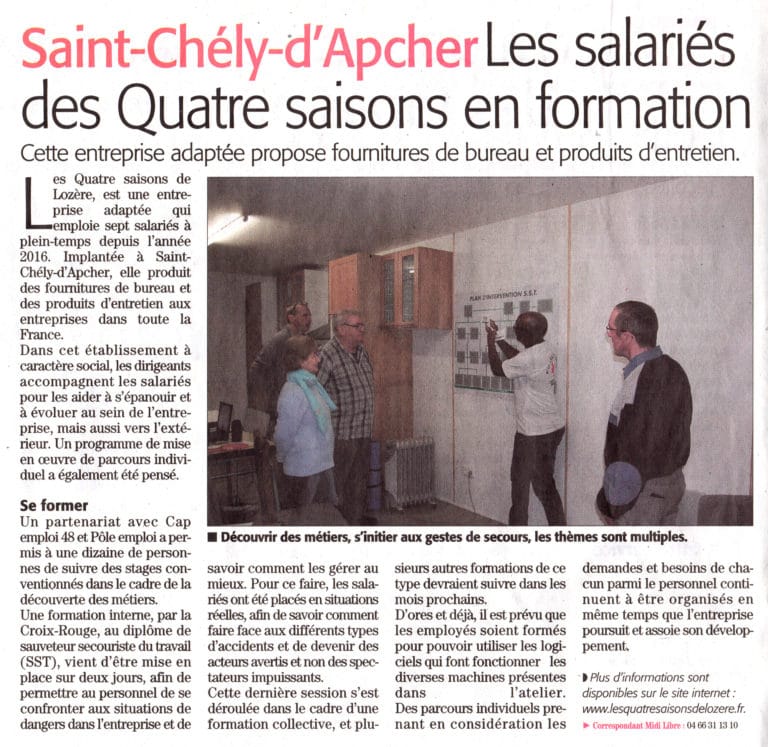 Lire la suite à propos de l’article Saint-Chély-d’Apcher | Les salariés des Quatre Saisons en formation